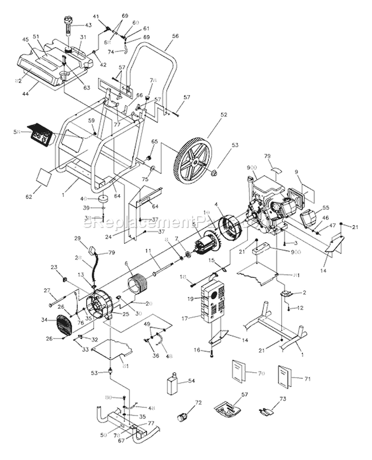 Page B Diagram and Parts List for 1646-0  Briggs and Stratton Generator